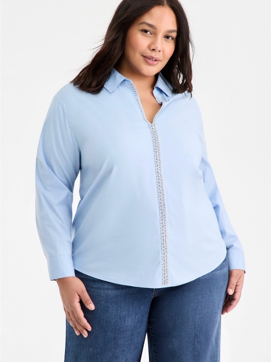 ON 34th Tops - NWT On 34th Trendy Plus Size Solid Embellished Popover Top, Macy's Exclusive 2X